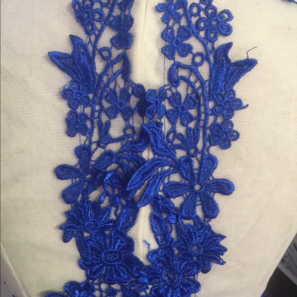 ❌DONATED❌Royal Blue Crochet Appliqué Sequins Mesh Lined Mini Dress - Picture 11 of 16